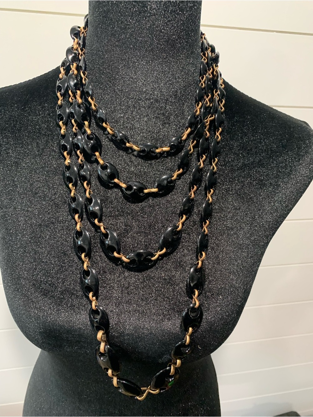 Black and Gold Layered Link Necklace - Women Jewelry